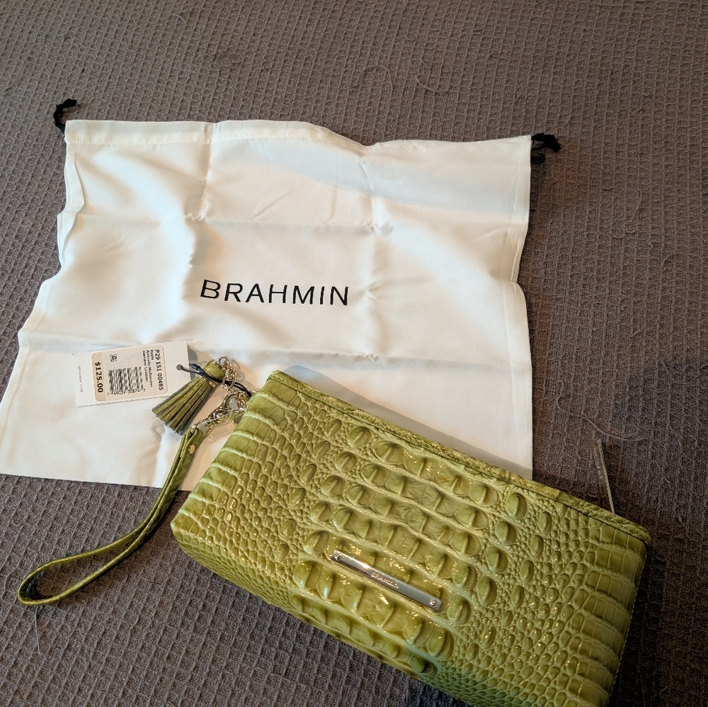 NWT Brahmin Kayla Melbourne Embossed Leather Clutch w/ Dust Bag